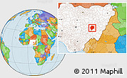 Political Location Map of Wase, highlighted country