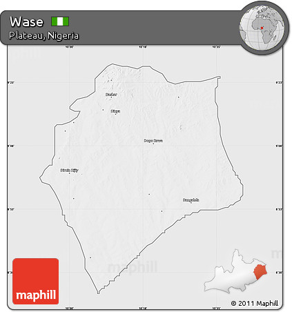 Silver Style Map of Wase, single color outside