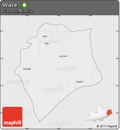 Silver Style Map of Wase, single color outside