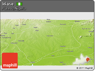 Physical Panoramic Map of Wase