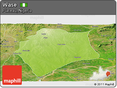 Physical Panoramic Map of Wase, satellite outside