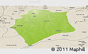 Physical Panoramic Map of Wase, shaded relief outside