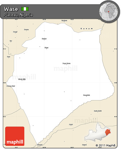 Classic Style Simple Map of Wase