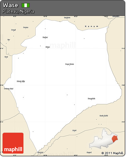 Classic Style Simple Map of Wase