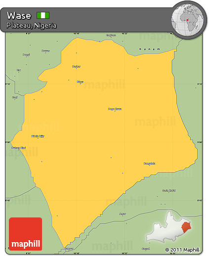 Savanna Style Simple Map of Wase