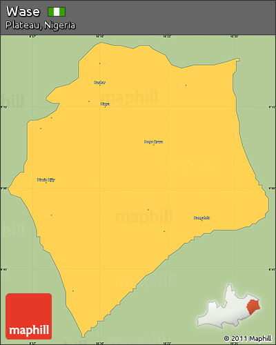 Savanna Style Simple Map of Wase, single color outside