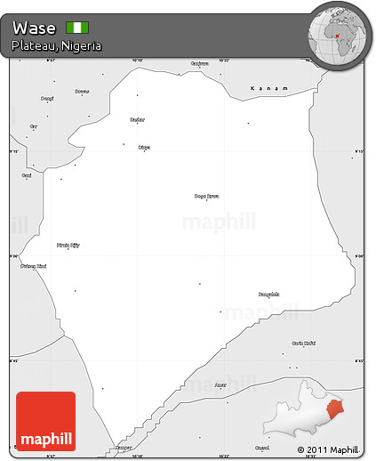 Silver Style Simple Map of Wase