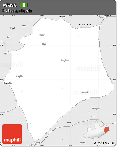 Silver Style Simple Map of Wase