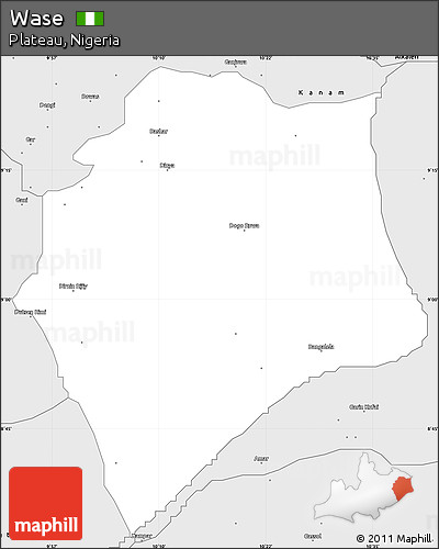 Silver Style Simple Map of Wase