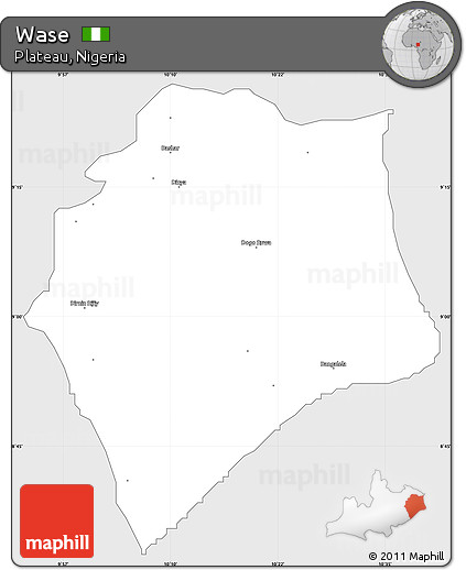 Silver Style Simple Map of Wase, single color outside