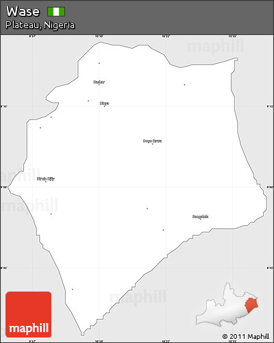 Silver Style Simple Map of Wase, single color outside