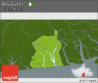 Physical 3D Map of Akukutor, darken