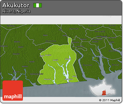 Physical 3D Map of Akukutor, darken