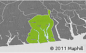 Physical 3D Map of Akukutor, desaturated