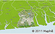 Satellite 3D Map of Akukutor, physical outside