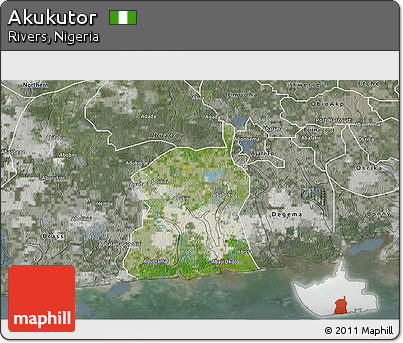 Satellite 3D Map of Akukutor, semi-desaturated