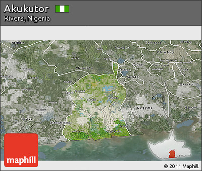 Satellite 3D Map of Akukutor, semi-desaturated
