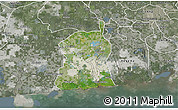 Satellite 3D Map of Akukutor, semi-desaturated
