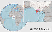 Gray Location Map of Akukutor, highlighted country, highlighted parent region, hill shading