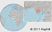 Gray Location Map of Akukutor, hill shading