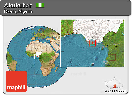 Satellite Location Map of Akukutor, highlighted country, highlighted parent region