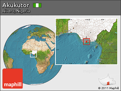 Satellite Location Map of Akukutor, highlighted country, highlighted parent region