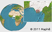 Satellite Location Map of Akukutor, highlighted country, highlighted parent region