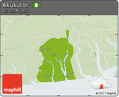 Physical Map of Akukutor, lighten