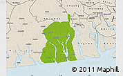 Physical Map of Akukutor, shaded relief outside