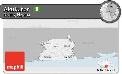 Gray Panoramic Map of Akukutor, single color outside