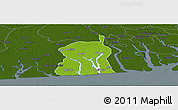 Physical Panoramic Map of Akukutor, darken