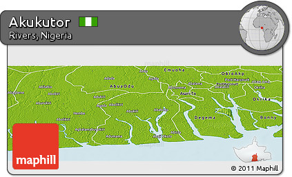 Physical Panoramic Map of Akukutor