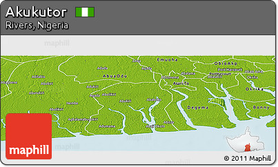 Physical Panoramic Map of Akukutor