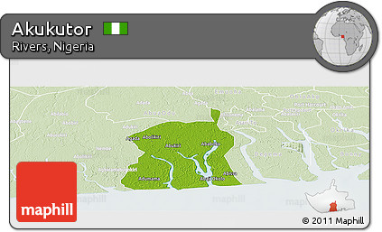 Physical Panoramic Map of Akukutor, lighten