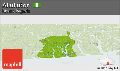 Physical Panoramic Map of Akukutor, lighten
