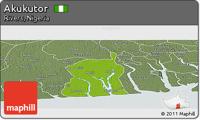 Physical Panoramic Map of Akukutor, semi-desaturated
