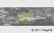 Satellite Panoramic Map of Akukutor, desaturated