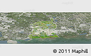 Satellite Panoramic Map of Akukutor, semi-desaturated