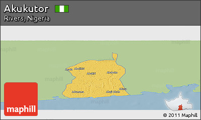 Savanna Style Panoramic Map of Akukutor, single color outside