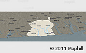 Shaded Relief Panoramic Map of Akukutor, darken