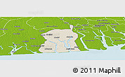 Shaded Relief Panoramic Map of Akukutor, physical outside