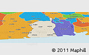 Shaded Relief Panoramic Map of Akukutor, political outside