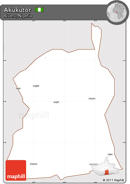Classic Style Simple Map of Akukutor, cropped outside
