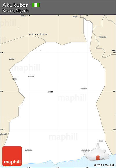 Classic Style Simple Map of Akukutor