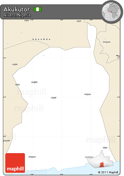 Classic Style Simple Map of Akukutor