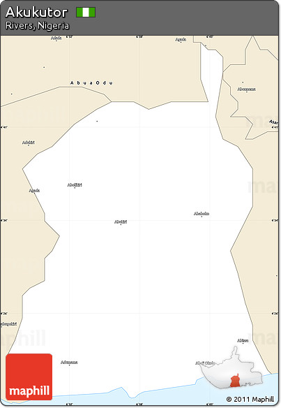 Classic Style Simple Map of Akukutor