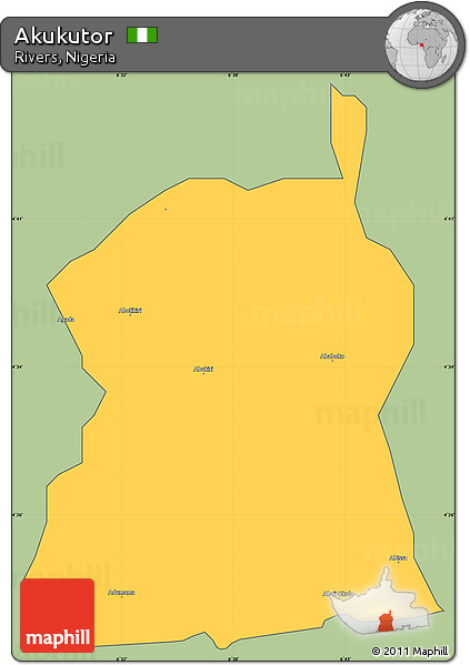 Savanna Style Simple Map of Akukutor, cropped outside