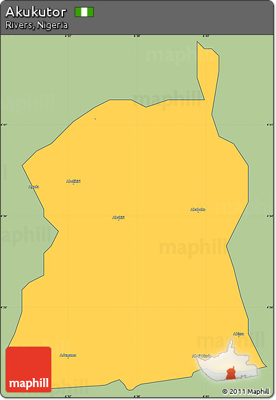 Savanna Style Simple Map of Akukutor, cropped outside