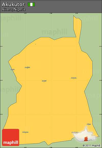 Savanna Style Simple Map of Akukutor, cropped outside