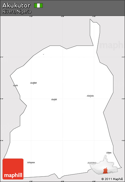 Silver Style Simple Map of Akukutor, cropped outside